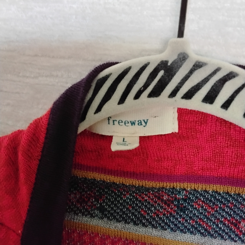 Freeway Size L OPEN FRONT CASCADE Waterfall Sweater Cardigan Vintage Look - Picture 3 of 8